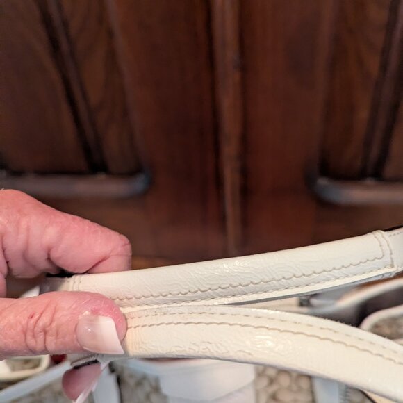 Coach Signature Tan Canvas White Leather Stripe Satchel Bag F31308 - Picture 9 of 14